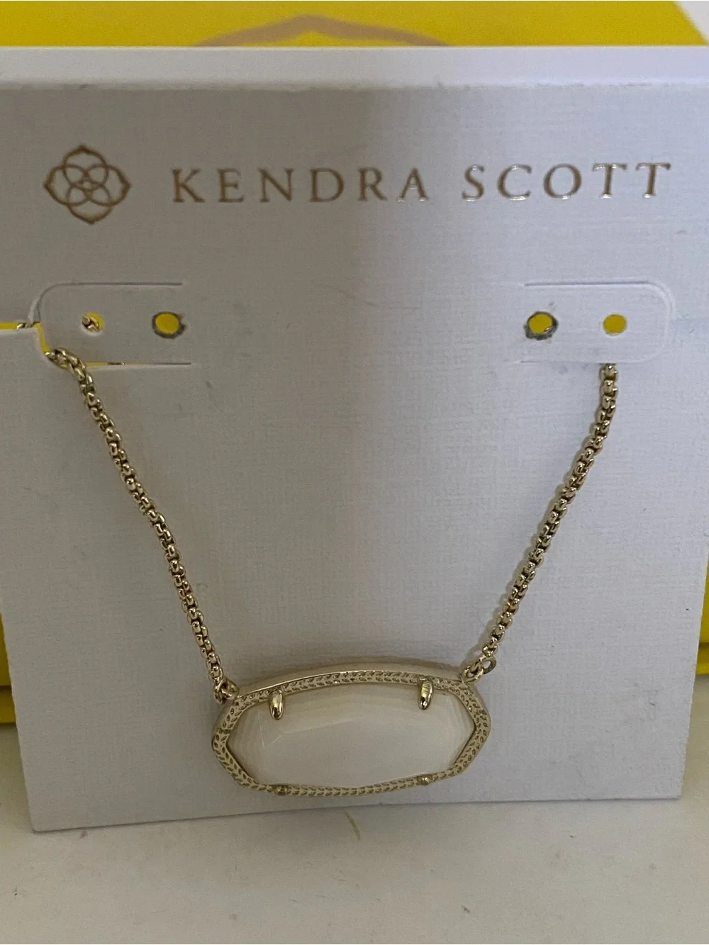 Kendra Scott Elise Gold Tone Necklace with Ivory Mother-of-Pearl Oval Pendant